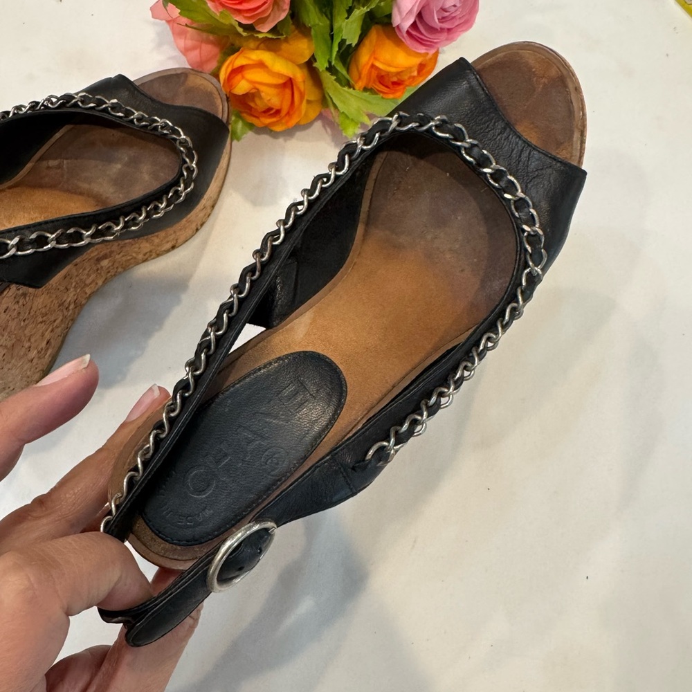 Authentic CHANEL Chic Black Wedge Sandals - Picture 7 of 14